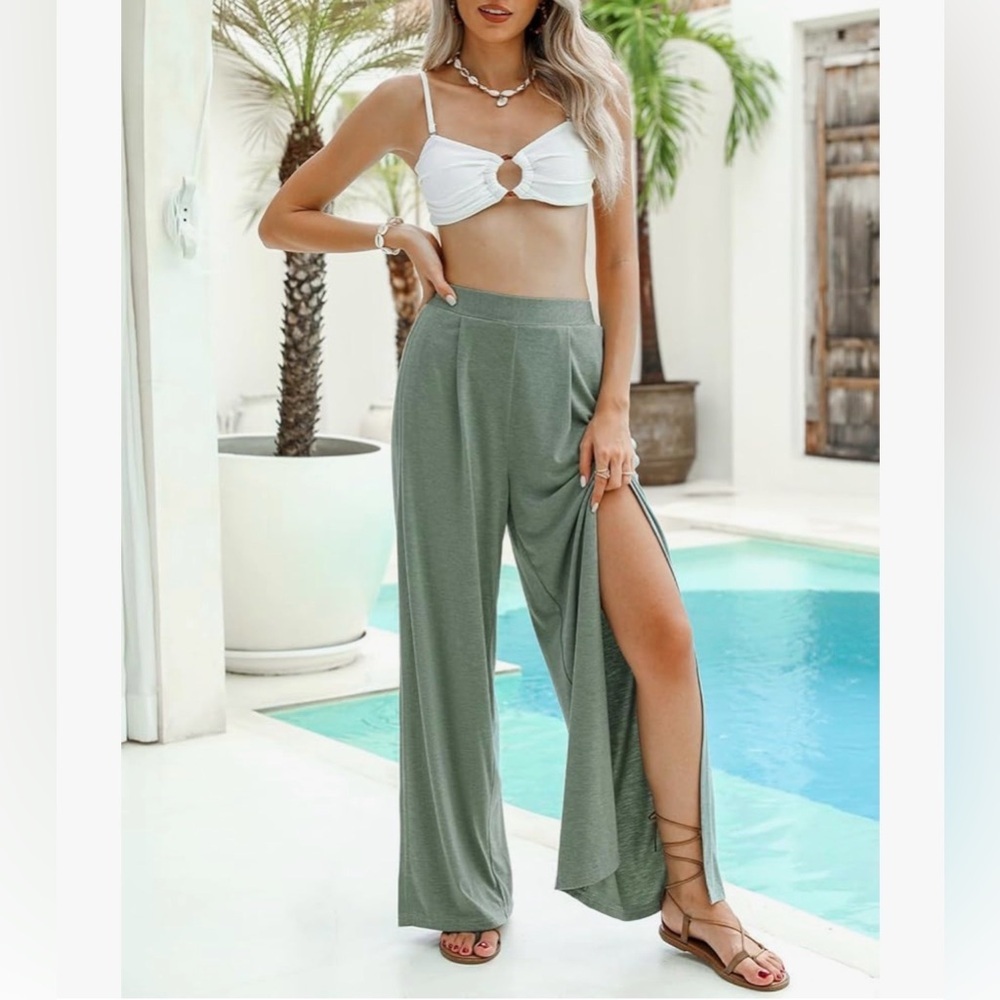 Cupshe Sage Wide Leg Jersey Pants